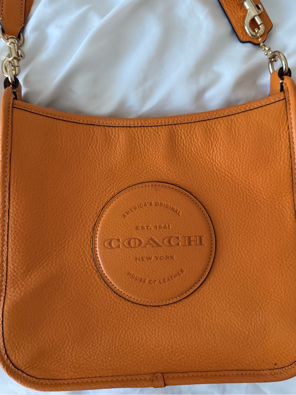 Coach Pebbled Leather Shoulder Bag in Burnt Orange